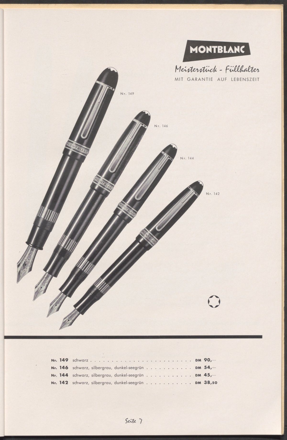 1920 ~ 50년대 제작한 몽블랑 마이스터스튁의 광고 그래픽 및 카탈로그.