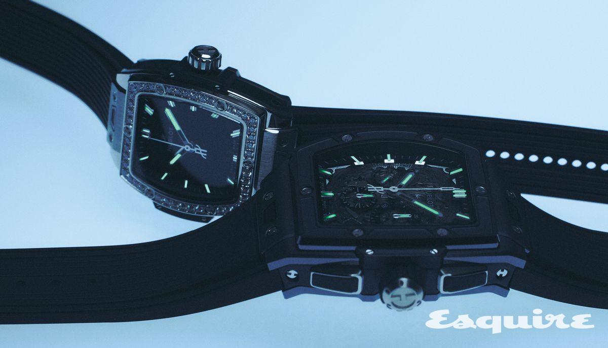 티타늄 케이스에 44개 다이아몬드를 세팅한 스피릿 오브 빅뱅 스틸 다이아몬드 2000만원대, 마이크로블라스트 처리한 블랙 세라믹 케이스의 스피릿 오브 빅뱅 블랙 매직 4000만원대 모두 위블로.