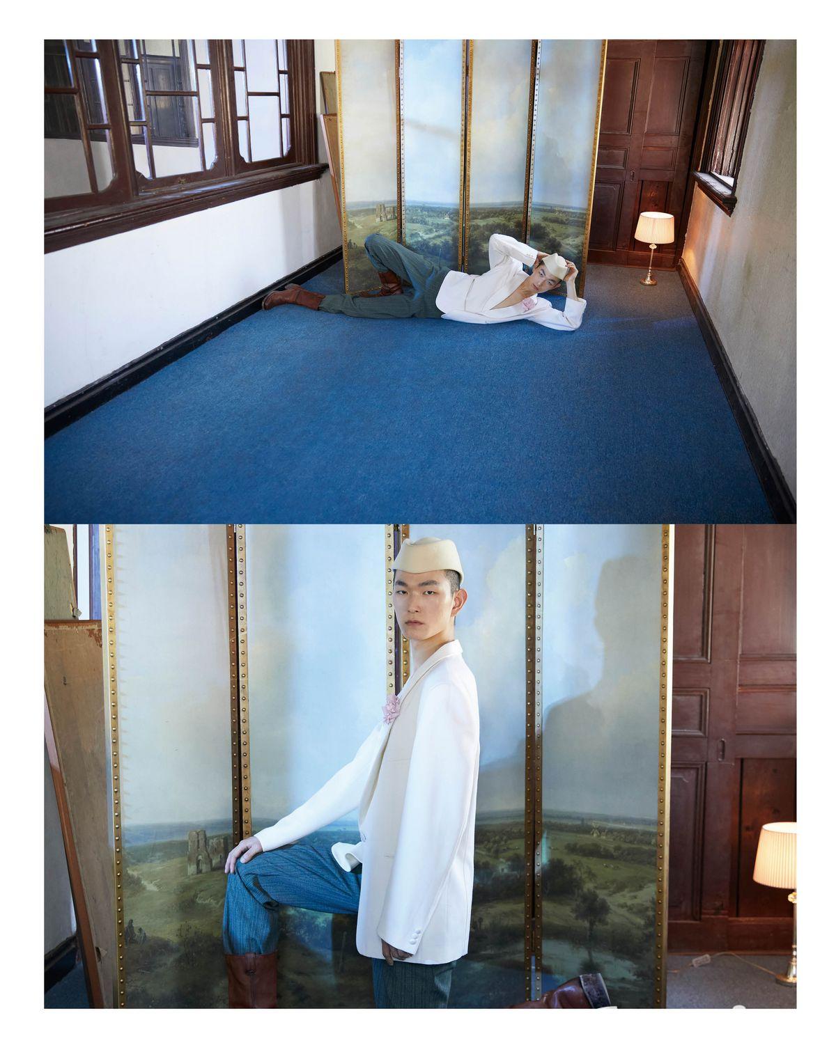 크루넥 스웨터, 트리옹프 티셔츠, 웨슬리 데님 팬츠, 풋볼 플래그 반다나 모두 가격 미정 셀린느. 삭스 49만원 발렌티노. 그레고 플랫 옥스퍼드 슈즈 가격 미정 크리스찬 루부탱. 