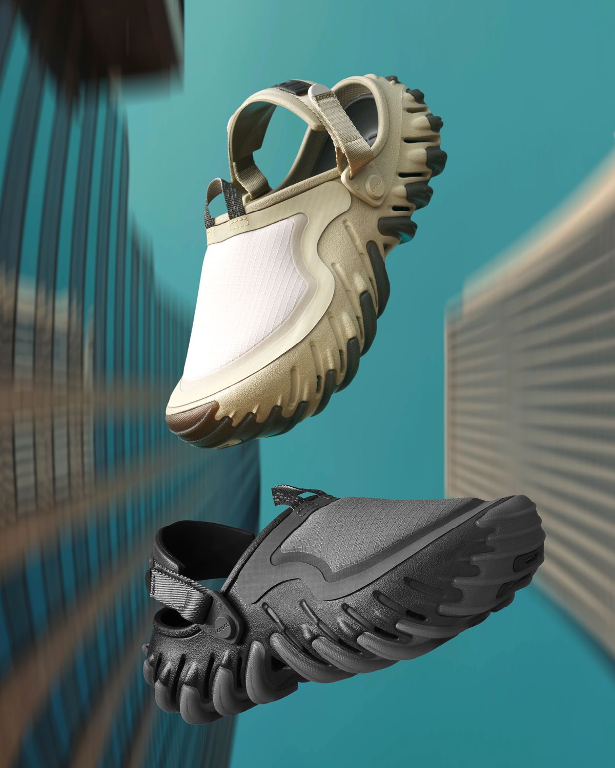 블랙, 바크 두 가지 컬러로 출시된 ‘에코 RO 립스탑 클로그’ 12만9천원, 모두 CROCS. 