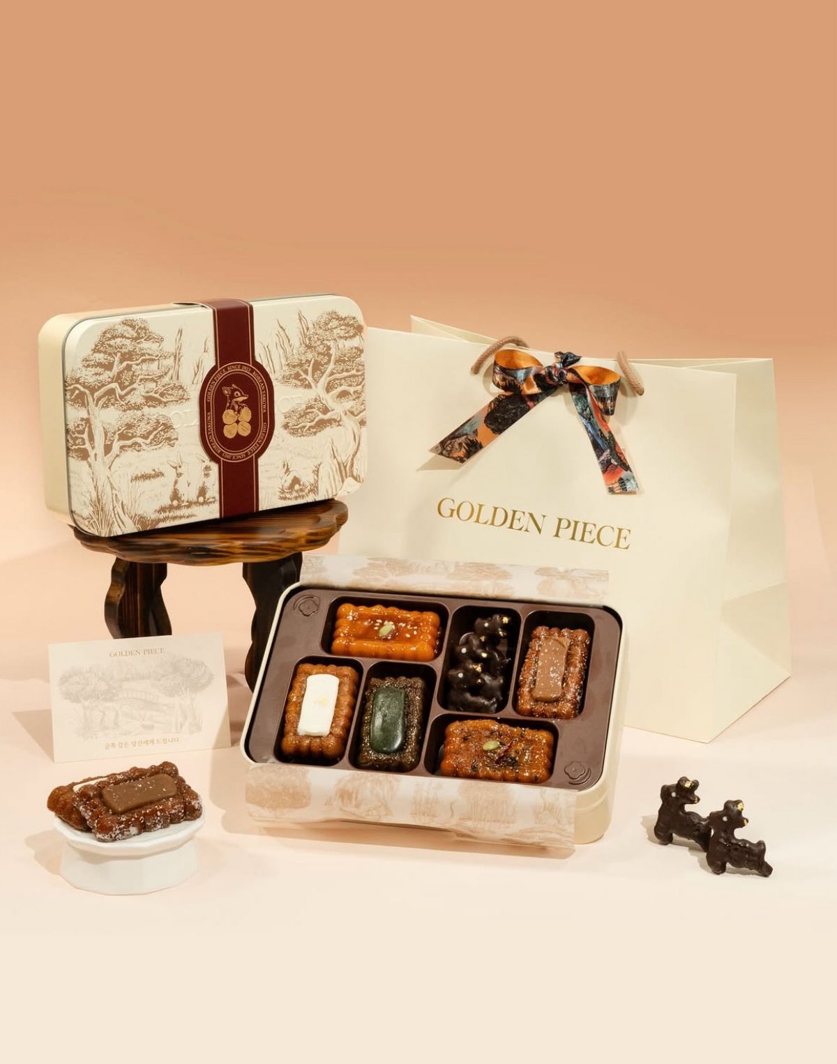 인스타그램 @goldenpiece_korea/ 골든피스 고급 틴케이스 약과 12개입 3종 