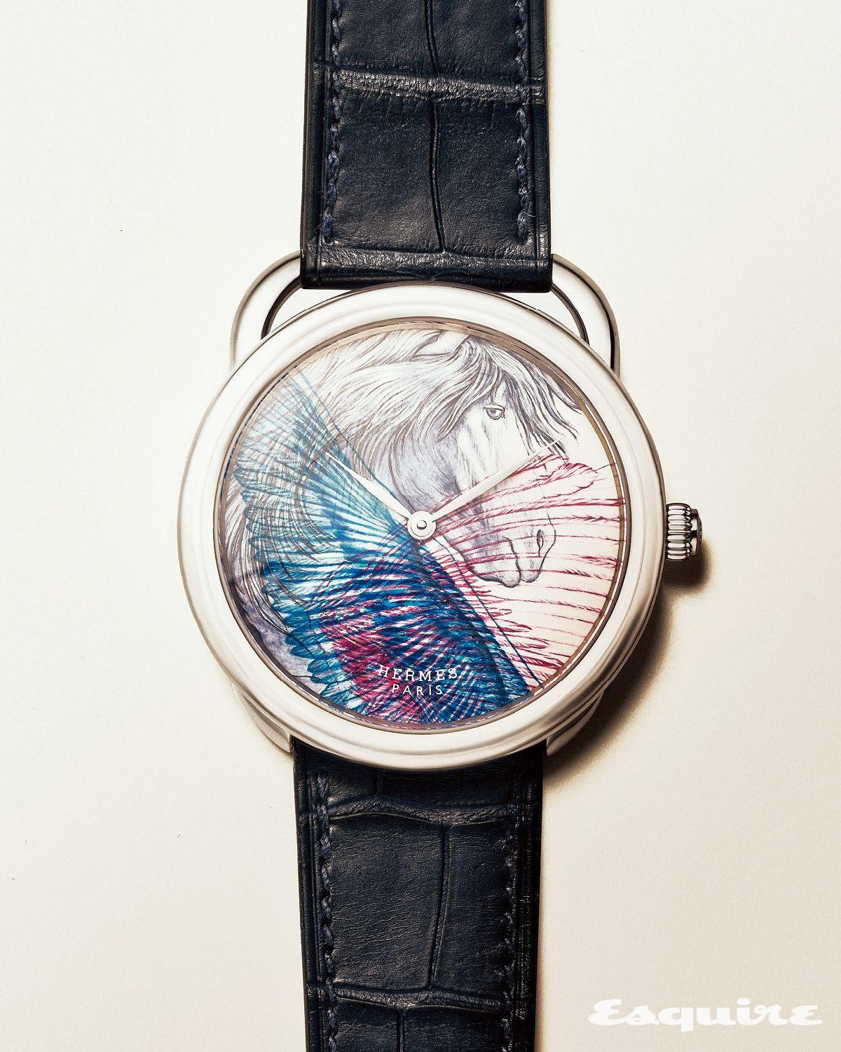 다이얼에 페가세 모티브를 새긴 아르소 레 아일 드 페가세 워치 가격 미정 에르메스.