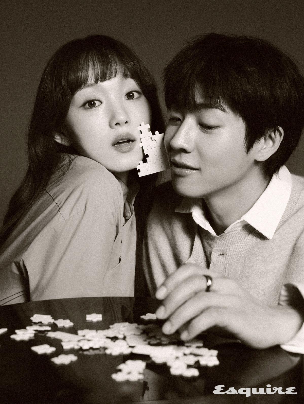 (이성경) 드레스 셀프 포트레이트. (채종협) 카디건 렉토. 셔츠 사카이.