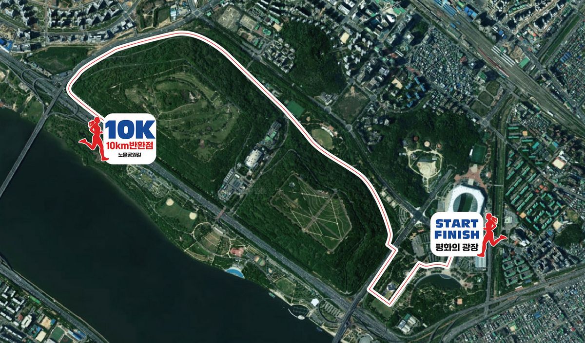 청춘릴레이마라톤의 10km 코스 지도. | 이미지 출처: 해당 마라톤 대회 홈페이지