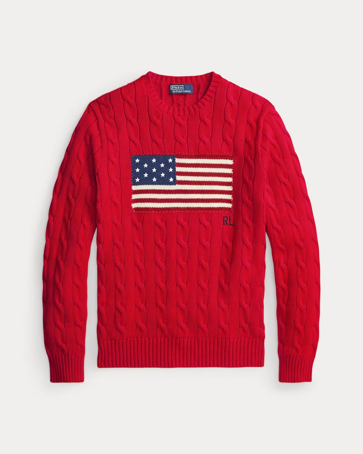 아이코닉 케이블 니트 플래그 스웨터