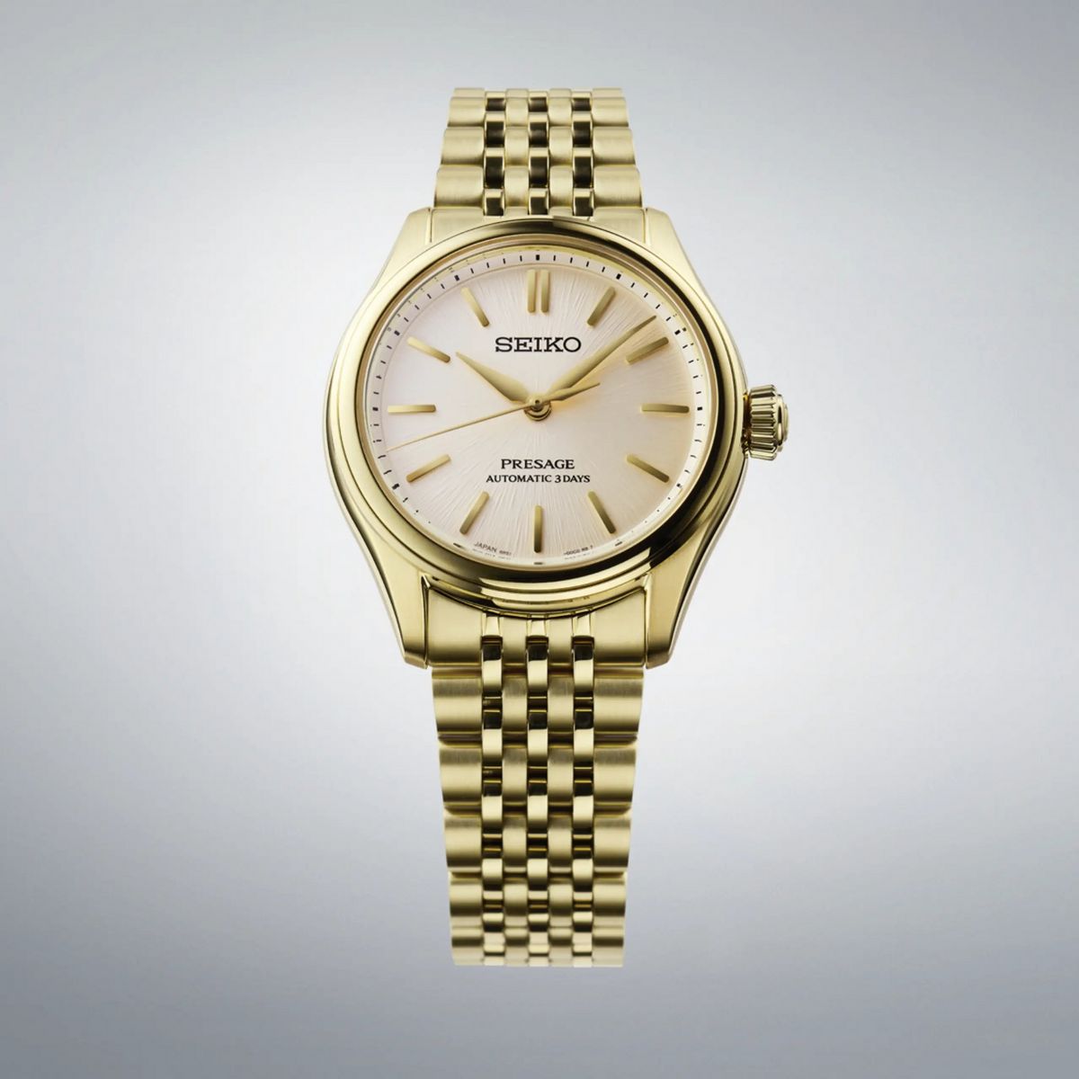 에도 실크의 우아한 질감을 옐로 골드 PVD 케이스에 담아낸 세이코 프레사지 SPB524 / 이미지 출처 : 세이코