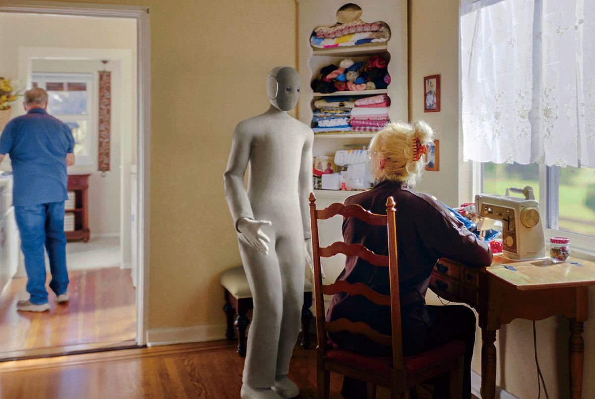 올해 첫 배송을 예정하고 있는 가사 노동 로봇 1X 네오. 혼자 영상을 보며 새로운 업무를 학습하는 ‘1X 월드 모델’ 물리 기반 모델을 갖추고 있다. ⓒ 1X 