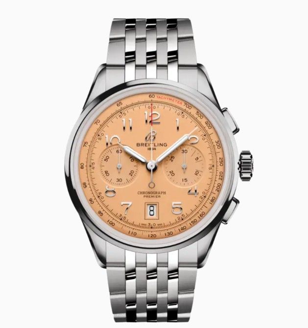 밝은 오렌지 빛의 테라코타 다이얼이 경쾌한 브라이틀링 워치 / 이미지 출처: www.breitling.com