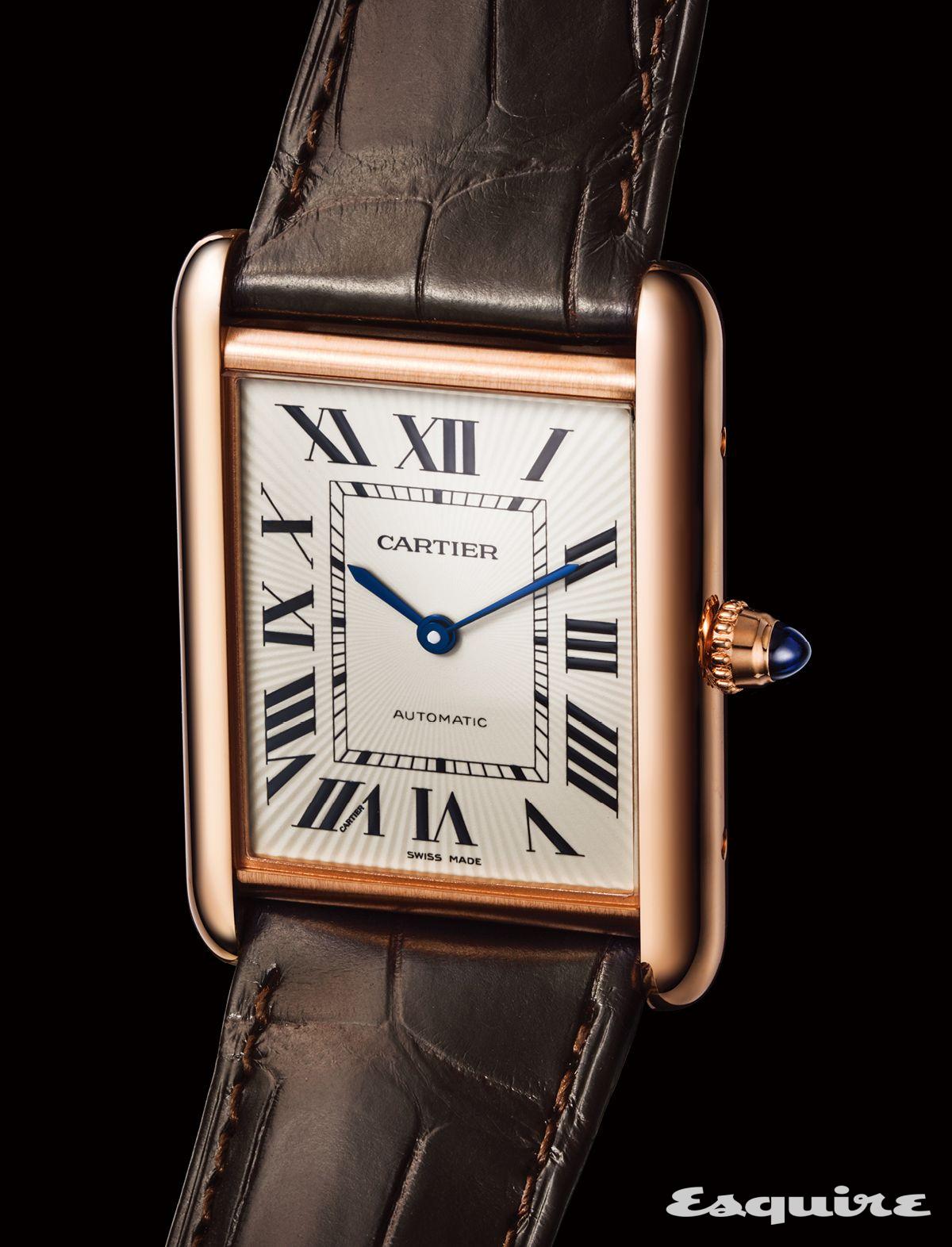 오토매틱 무브먼트 1899 MC로 구동되는 탱크 루이 까르띠에 핑크 골드 라지.