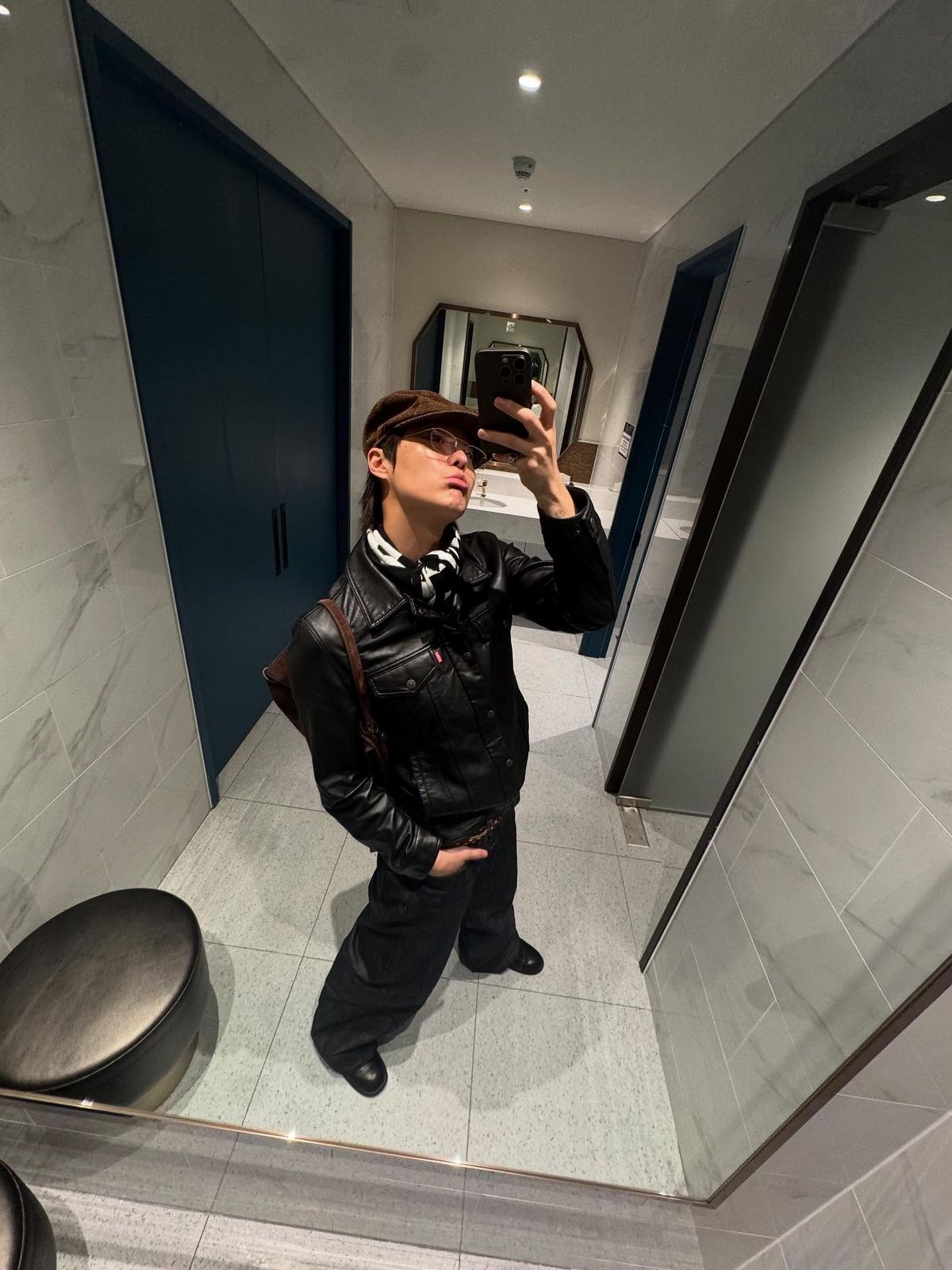 베이커 보이 캡을 착용한 우즈 / 이미지 출처: 인스타그램 @woodz_dnwm