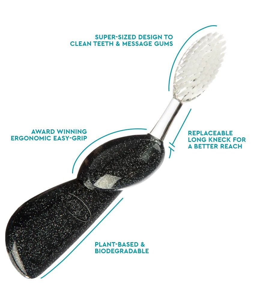 친환경 소재와 부드럽고 커다란 45도 솔을 갖춘 래디어스 칫솔 / 이미지 출처: 래디어스