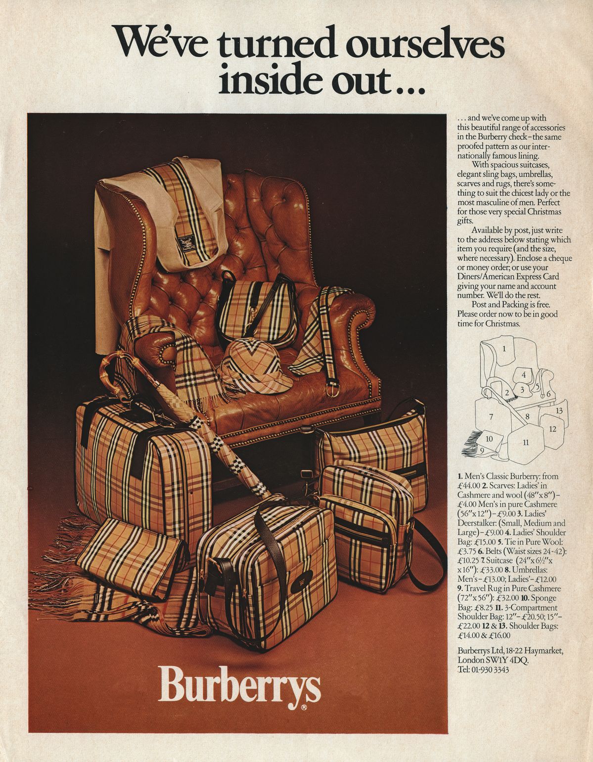 버버리 하우스 체크를 활용한 액세서리를 내세운 1975 년 캠페인. / 이미지 출처: 버버리