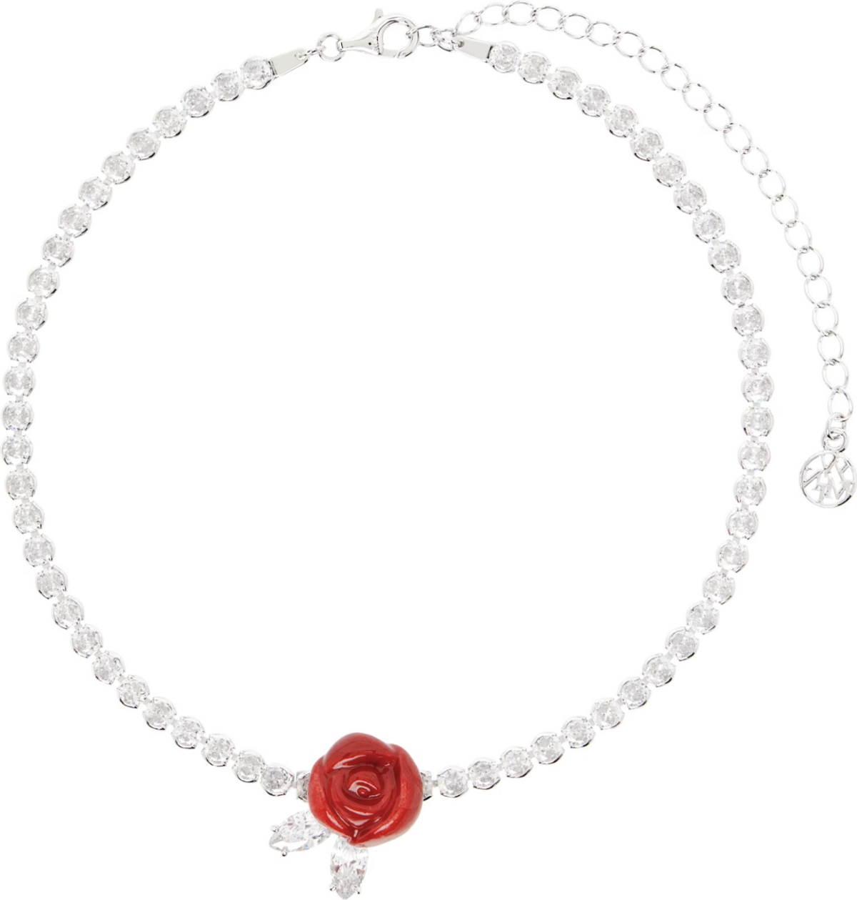 유리 크리스털이 베젤 세팅되어 은은한 반짝임을 더하는 초커 / 이미지 출처: SSENSE