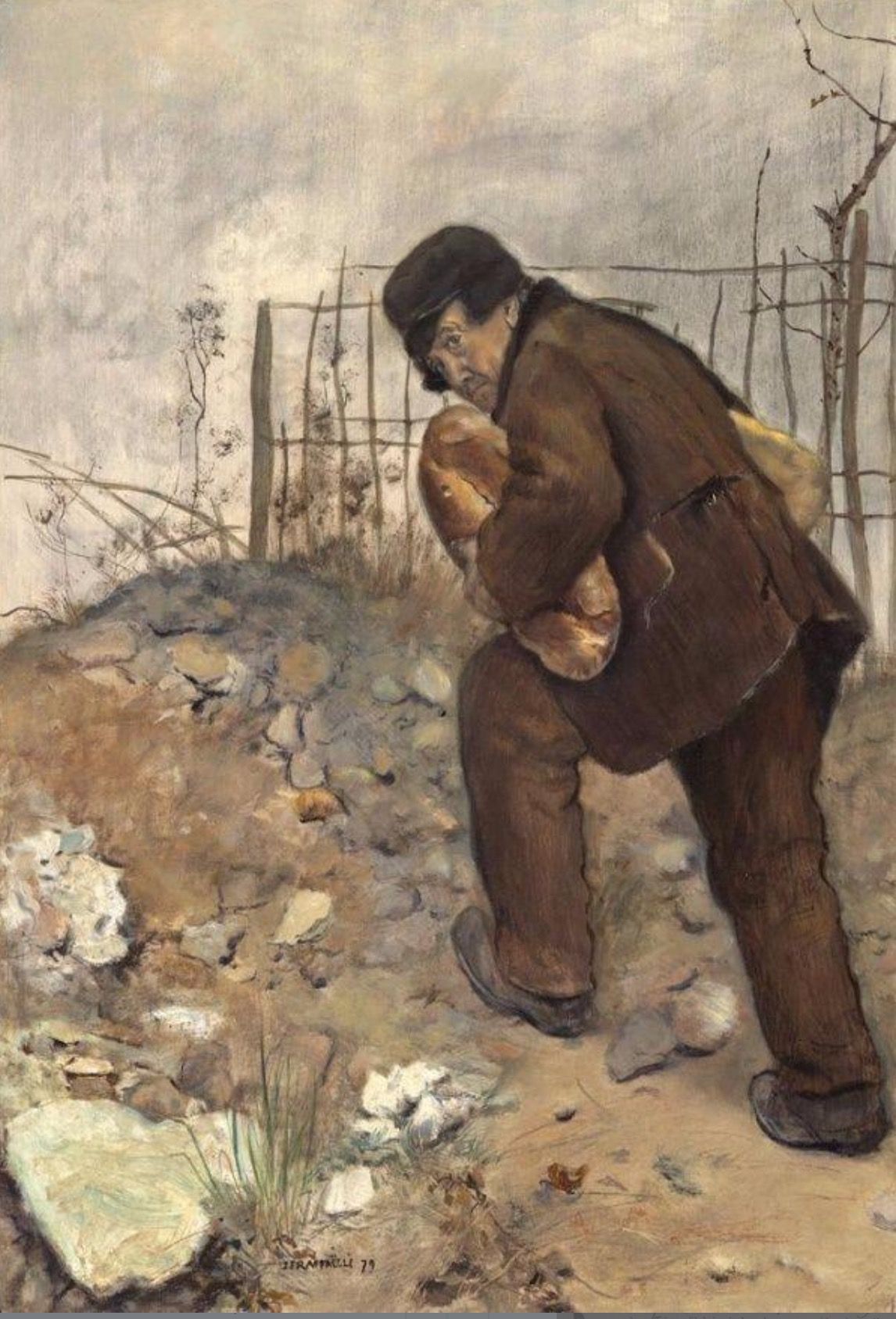 Jean-François Raffaëlli 의 페인팅 Man with Two Loaves of Bread , 1879