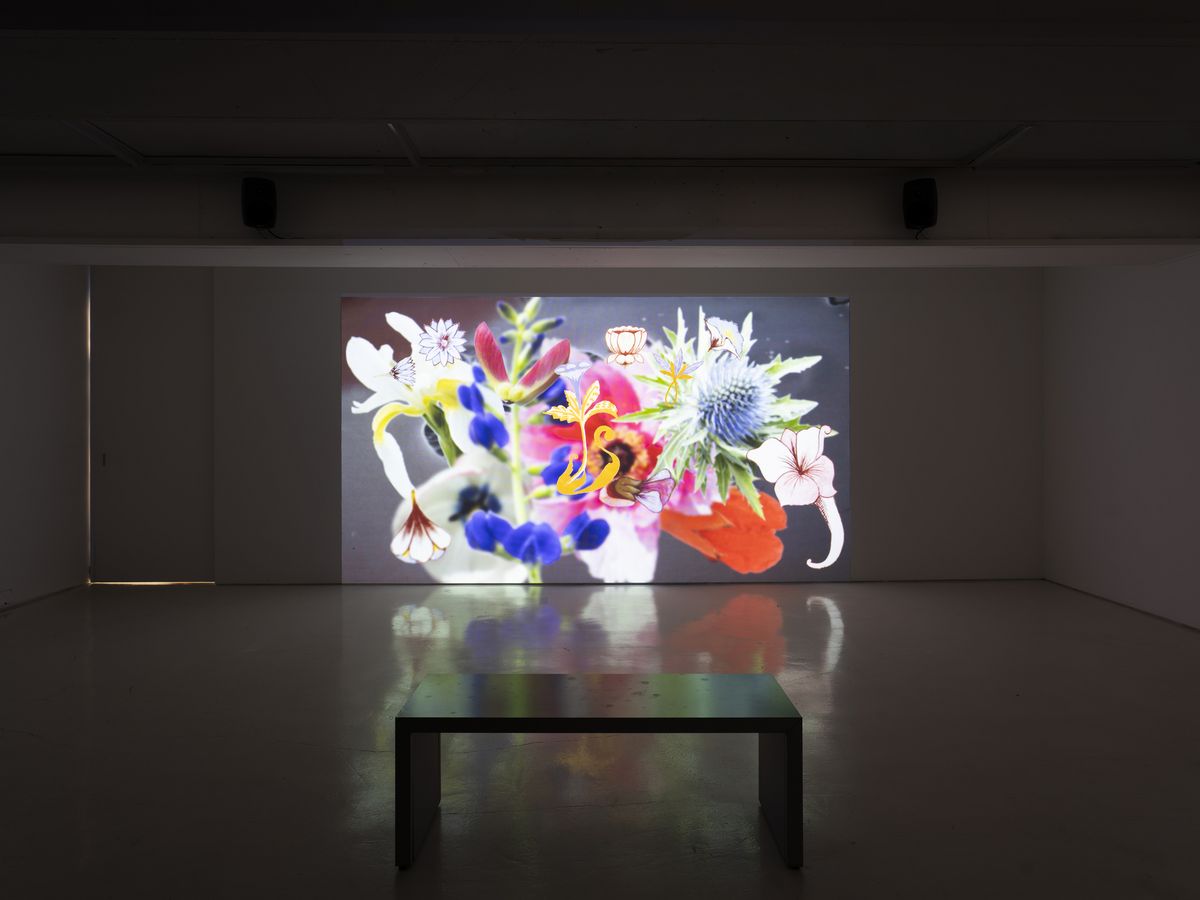 CHAPTER II에서 열리고 있는 전시 전경. Pale Pink Universe, 2025, Single-channel video, 3-channel sound, color, 13:30 / 이미지 출처: 프레스코발디