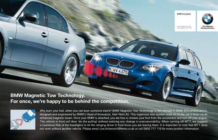 BMW는 1983년부터 영국 신문 광고를 통해 만우절 장난을 이어왔다. / 출처: BMW