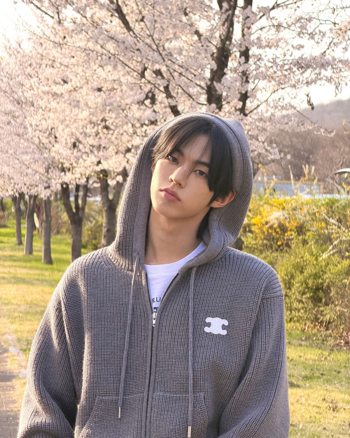 한강에서 벚꽃 구경을 하는 투어스 도훈 / 이미지 출처: 투어스 인스타그램