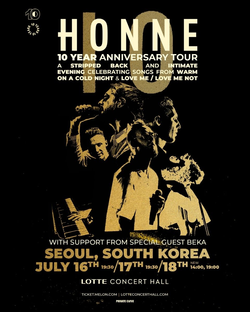 혼네의 '10주년 기념 투어'가 롯데 콘서트 홀에서 열린다. / 출처: 인터파크 홈페이지