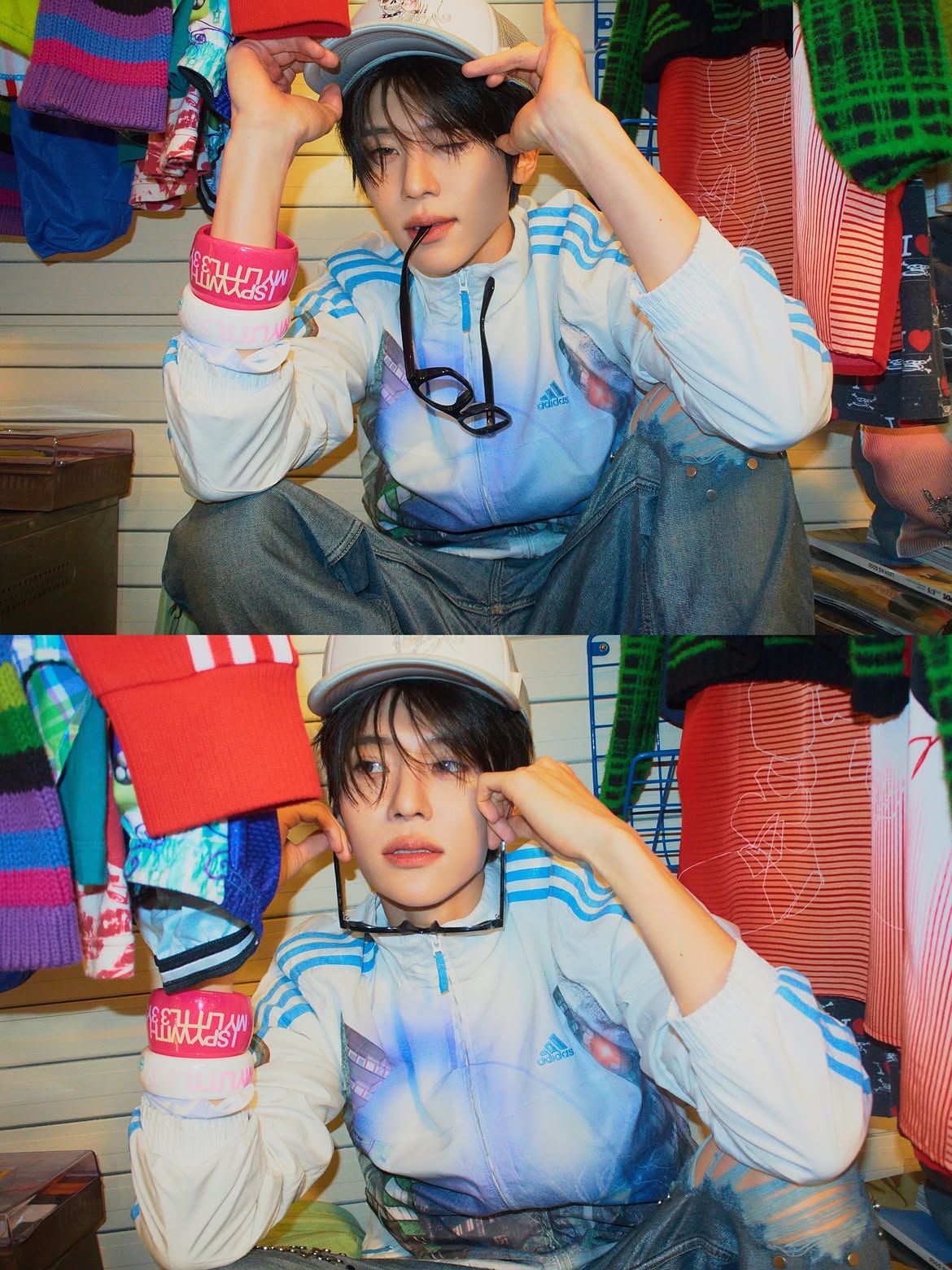 볼캡과 헤드폰을 더한 스포티한 시온의 ‘Lover Boy’ 스타일링. / 이미지 출처: 엔시티 위시 인스타그램 @nctwish_official