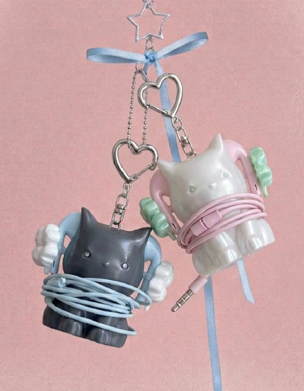 CAT CABLE KEYRING 고양이 이어폰 줄감개