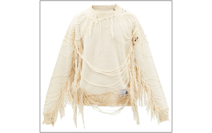 미하라 야스히로 & 디스트레스드 코튼 블렌드 스웨터, $761 USD