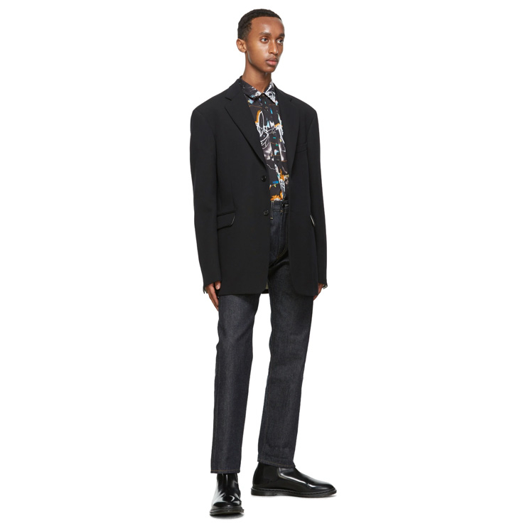 Navy Wool Straight Fit Blazer, $1965 USD