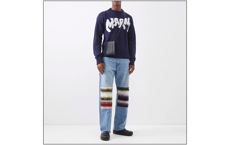 마르니 & 모헤어 블렌드 패치워크 릴랙스 핏 진, $707 USD