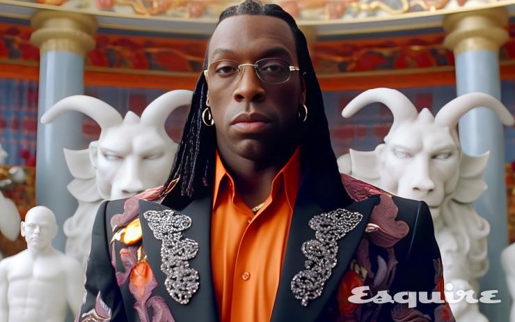 --BOOKERT--VERSACE--VINTAGEGLASSES--JACQUARDSUIT--GOLDACCESSORY