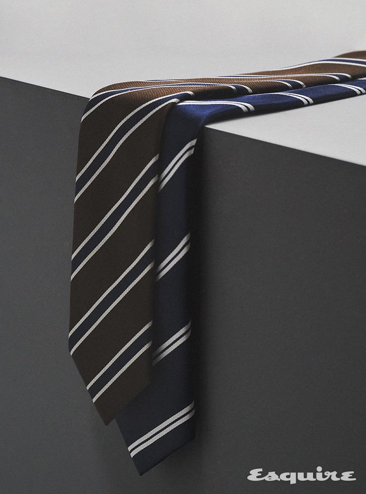 실크 소재 레지멘털 타이 각각 4만5000원 매너그램.