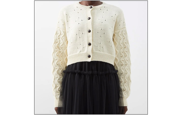 몰리 고다드 & 헬레나 크롭 울 아란 니트 가디건, $737 USD