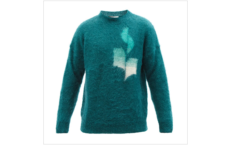  이자벨 마랑 & 드레이니 로고 인타르시아 모헤어 블렌드 스웨터, $737 USD