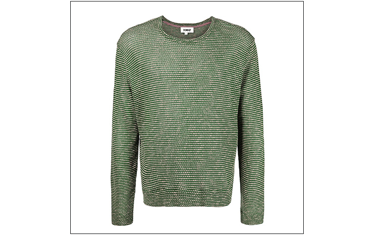 YMC & 스트라이프 크루 넥 스웨터, $140 USD