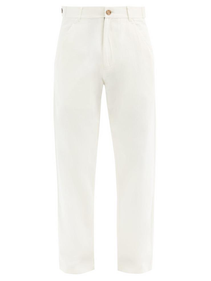 Straight-leg cotton-herringbone trousers, $243 USD