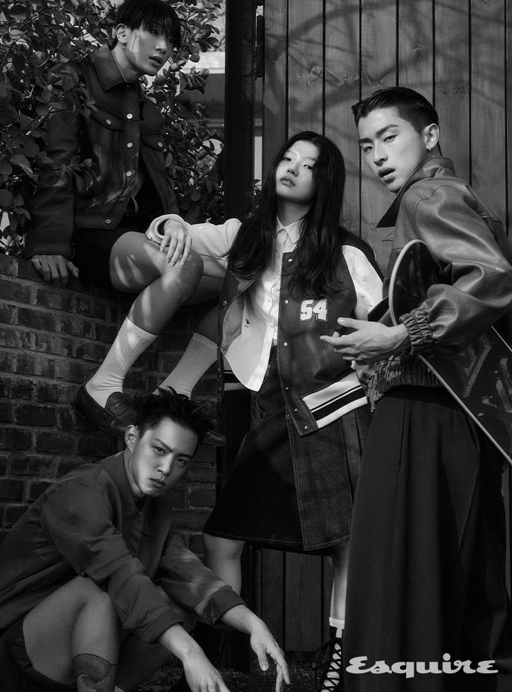 (왼쪽부터) 가죽 재킷, 셔츠 모두 가격 미정 벨루티. 쇼츠 19만8000원 프레드페리. 로퍼 가격 미정 폴로 랄프 로렌. 블루종 180만원 토즈. 쇼츠 가격 미정 벨루티. 바서티 재킷 가격 미정 루이 비통. 하프 셔츠, 데님 플리츠스커트, 부츠 모두 가격 미정 디올. 가죽 블루종 68만9000원 엔초비. 와이드 팬츠 170만원 로에베. 스케이트보드 가격 미정 루이 비통.