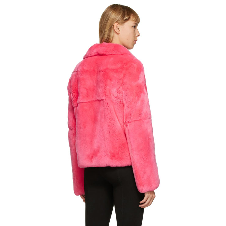 Pink fur crop coat, $1,820 USD