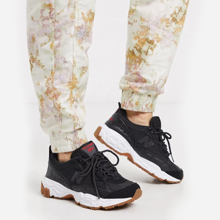 New Balance 801 chunky trail trainers in black, $126.33 USD