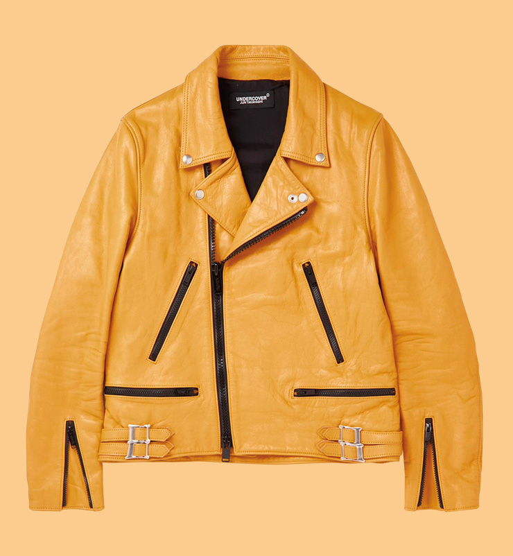 카프스킨 소재의 옐로 레더 재킷 300만원대 언더커버 by 미스터 포터.