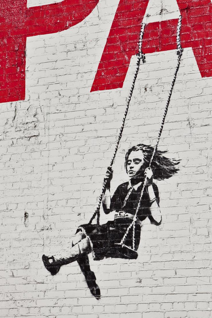More artwork by Banky appears in Los Angeles. Banksy is nominated for an Academy Award for his film ″Exit Through The Gift Shop.″ This piece is in a parking lot on Broadway in downtown L.A. (Photo by Ted Soqui/Corbis via Getty Images)