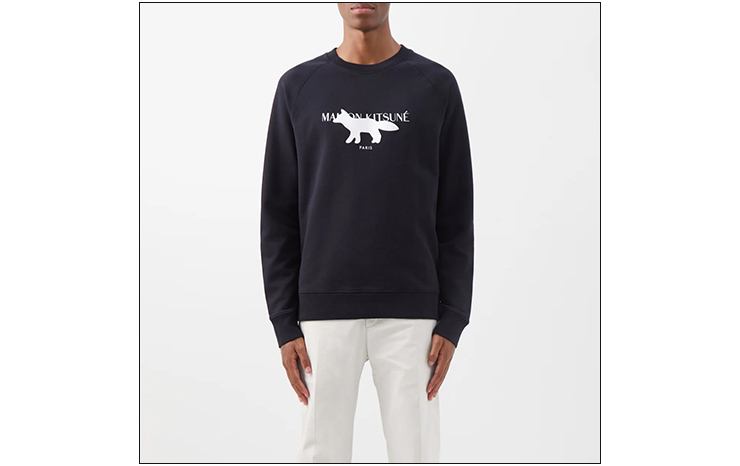 메종 키츠네 & 폭스 프린트 코튼 저지 스웨터, $165 USD