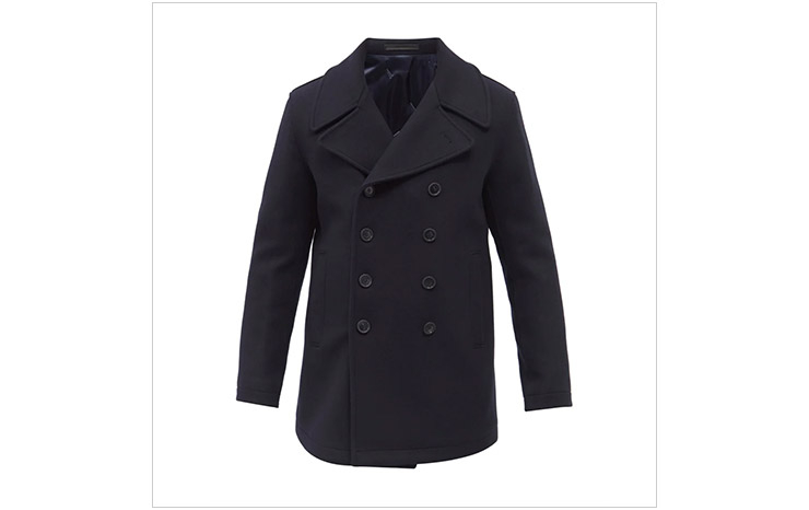 조르지오 아르마니 & 더블 브레스트 버진 울 블렌드 피코트, $2,824 USD