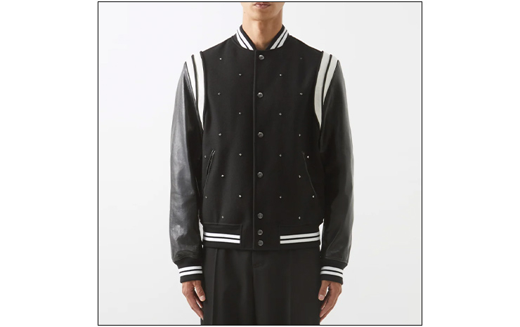 발렌티노 & 가죽 앤 울 바시티 재킷, $3,602 USD