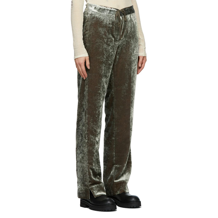 Green Crushed Velvet Trousers, $1,050 USD