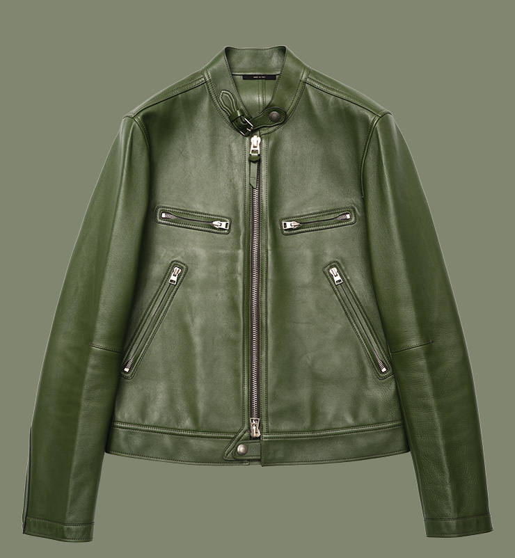램스킨 소재의 그린 레더 레이서 재킷 가격 미정 톰 포드.
