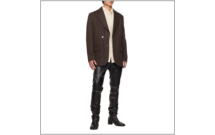 MM6 메종마르지엘라 & 블랙 디스트레스 가죽 팬츠 , $1,470 USD