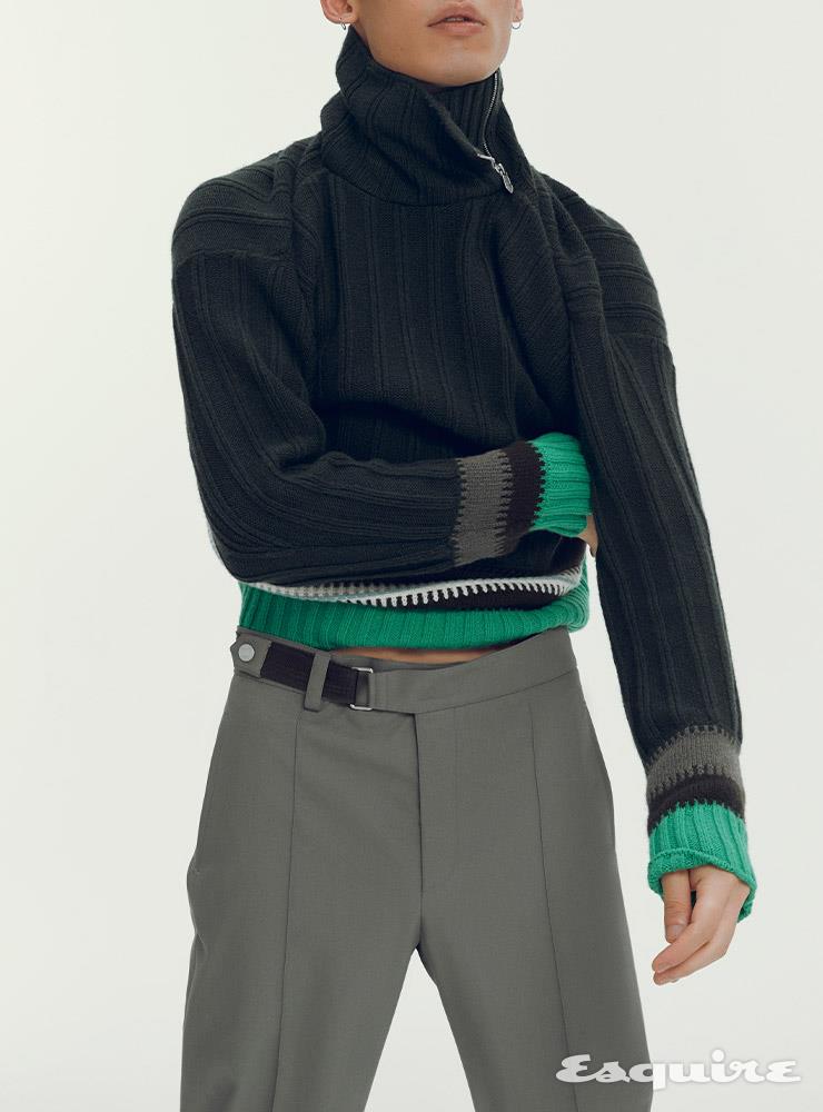 HERMÈS - 터틀넥 니트 톱, 팬츠 모두 가격 미정 에르메스.
