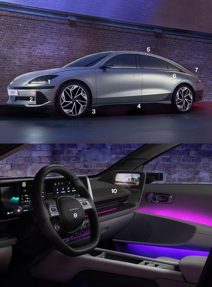 부드러운 심리스 도어 패널과 은은한 분위기의 조명이 아이오닉 6 인테리어의 멋이다. 그들은 불필요한 디자인 요소를 덜어내기 위해 많은 노력을 쏟았을 것이다. 곡선과 직선이 적절하게 조화를 이룬다.