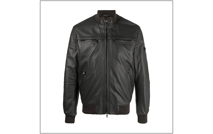 페트레이 & 로고 패치 가죽 바이커 재킷, $606 USD